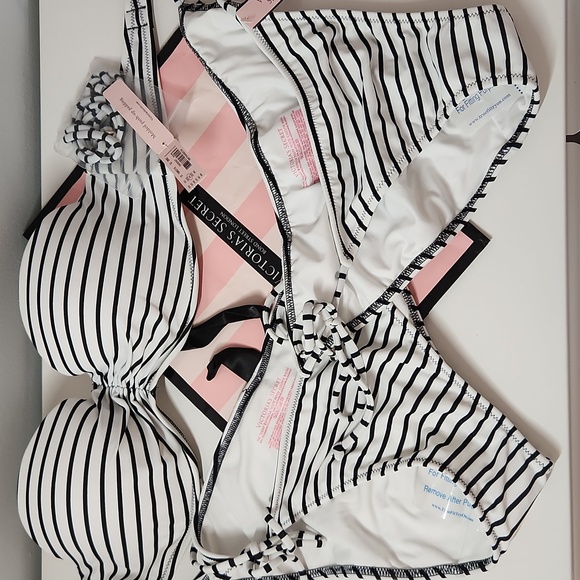Victoria's Secret Bandeau Bikini - Top size 34C + 2 size small bottoms NWT - Picture 2 of 5